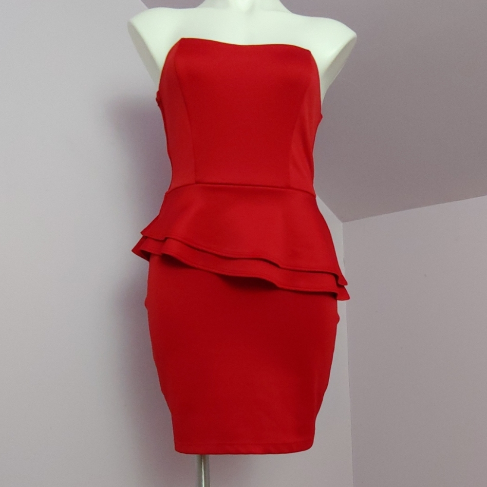 Little red strapless dress